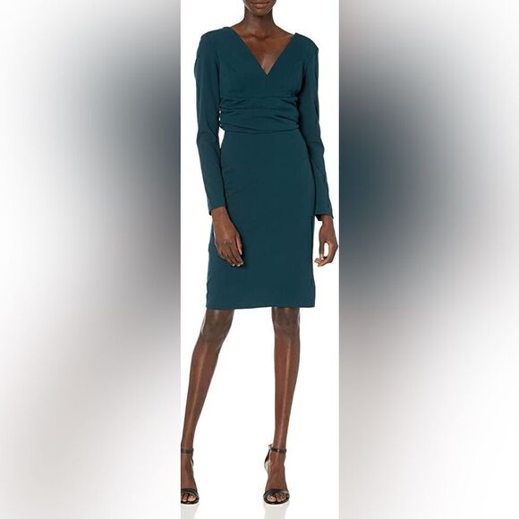 Dress the Population Long Sleeve Teal Dress - Picture 2 of 4